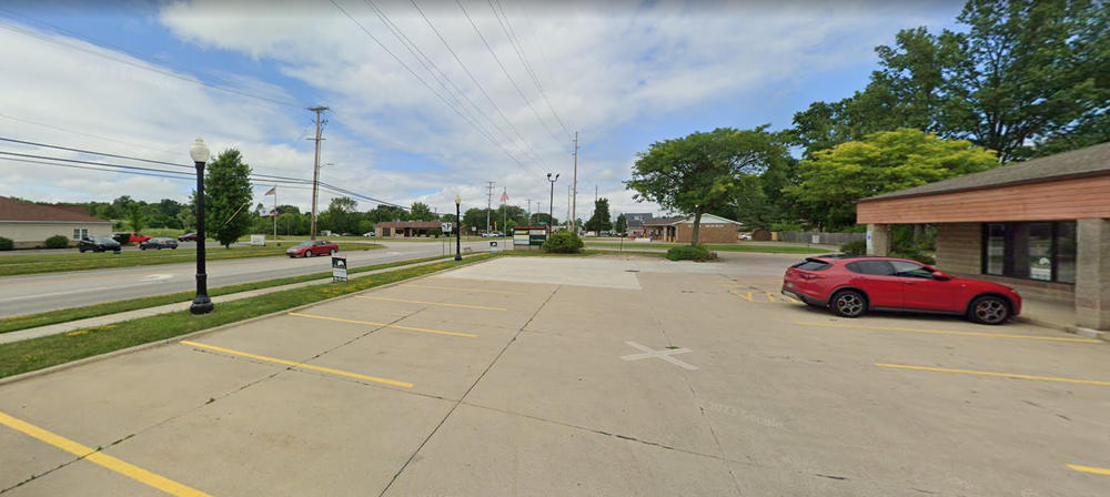 The spa's front parking lot on Main Street
